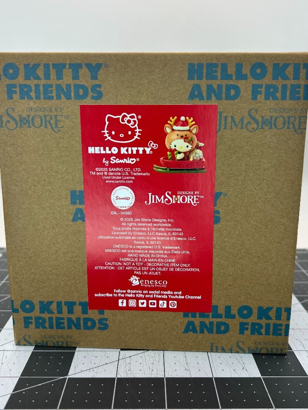 ღ New JIM SHORE SANRIO‎ Figurine HELLO KITTY Reindeer Christmas Present Sled Cat